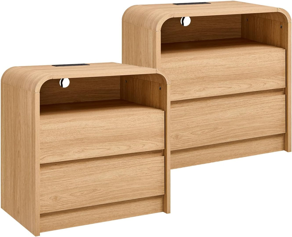 Aitjunz 25" Tall Modern Nightstand Set of 2, 23.6'' Wide Wood Be...