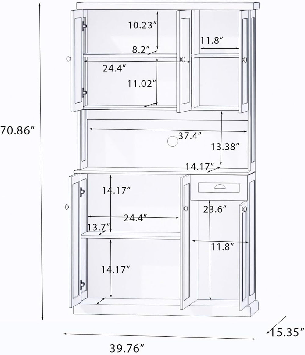 71'' Tall Kitchen Pantry Storage Cabinet with Storage, Kitchen Hutch ...