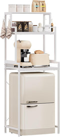 3-Tier Kitchen Bakers Rack with Adjustable Shelves, Freestanding Kitchen Microwave Stand with Storage, Split Design Coffee Bar Shelf for Home Office (White, 25.6")