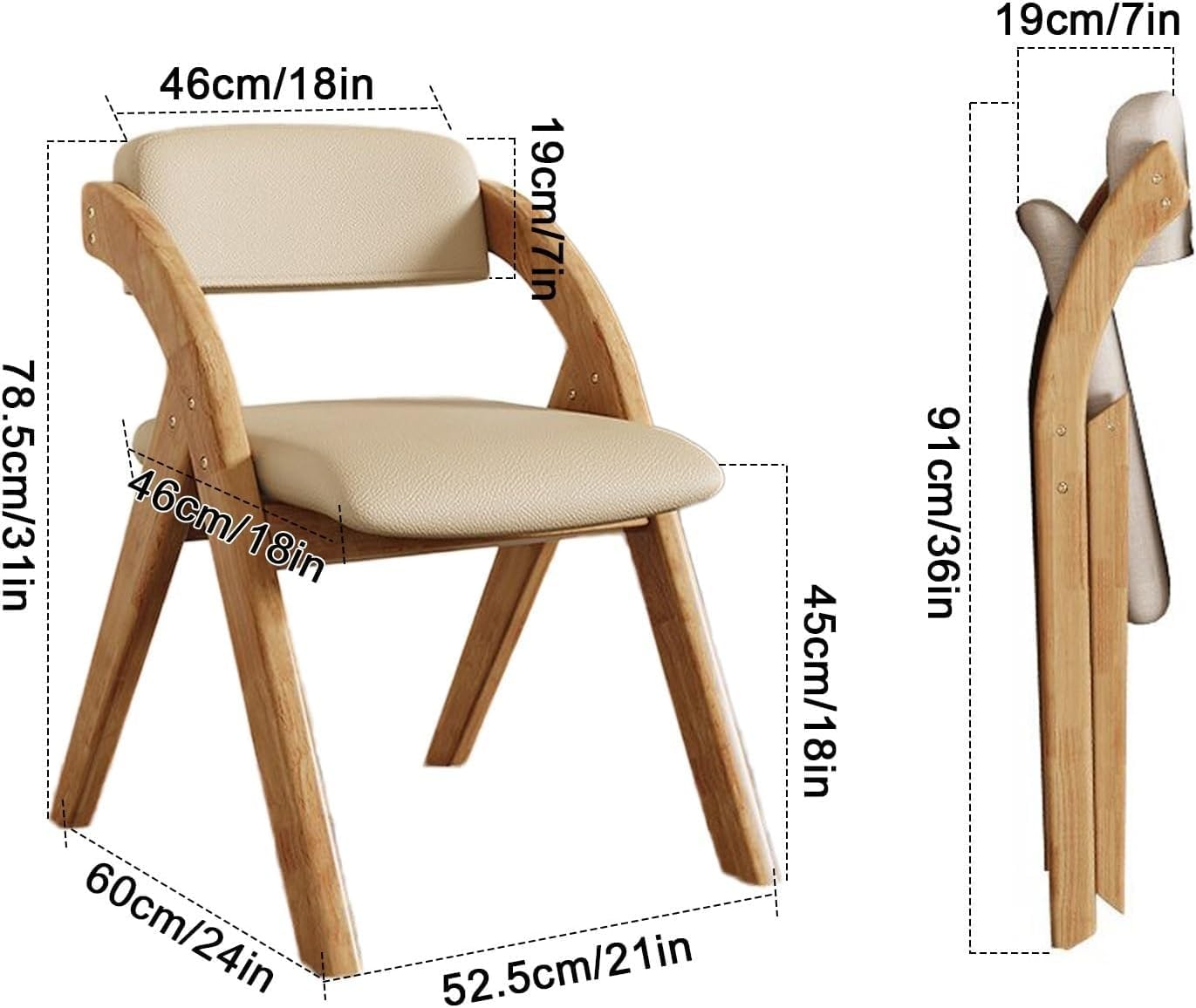 Folding Dining Chairs, Wooden Fold Up Chair, Folding with Cushion, Suitable for Kitchen, Living Room,(Grey)