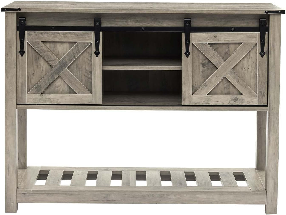 Grey Farmhouse Entryway Table, Rustic Hallway Table with Storage Shelf, Sofa ...