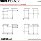 ClosetMaid ShelfTrack Wire Closet Organizer System, Adjustable from 4 to 6 Ft., With Shelves, Clothes Rods, Hardware, Durable Steel, Satin Chrome