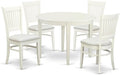 East West Furniture BOVA5-LWH-C 5 Piece Dinette Set for 4 Includes a Round Kitchen Table and 4 Linen Fabric Upholstered Dining Chairs, 42x42 Inch, Linen White