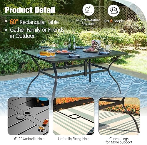 Sophia & William Patio Dining Set for 6 w/Folding Chairs & Beige Umbr...