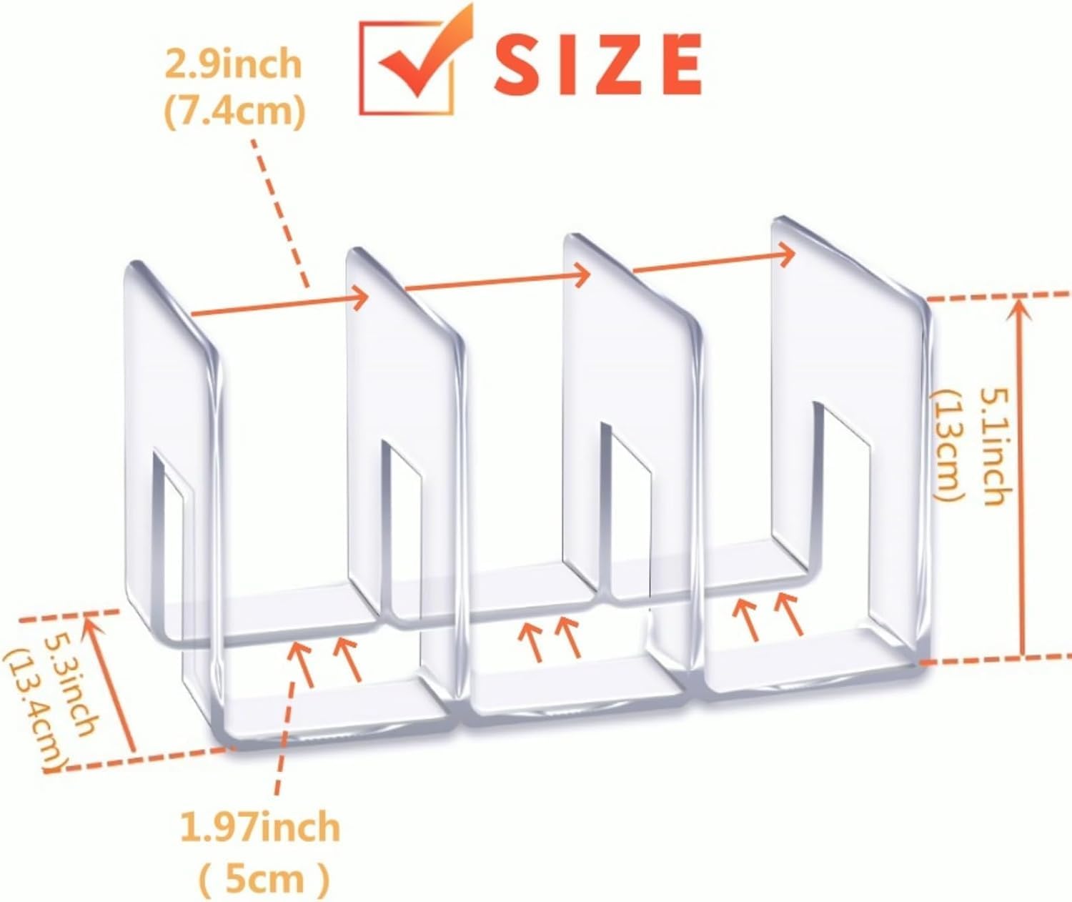 YAGELI Clear Acrylic Purse/Handbag Organizer - 3 Sections Divider for Closet Storage - Sturdy Organizer Rack for Purses, Handbags, and Clutches (4Pack-3Sections)