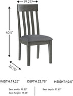 Signature Design by Ashley Hallanden Contemporary Dining Upholstered Side Chair, Set of 2, Armless, Comb Back Design, Wood Frame, Gray