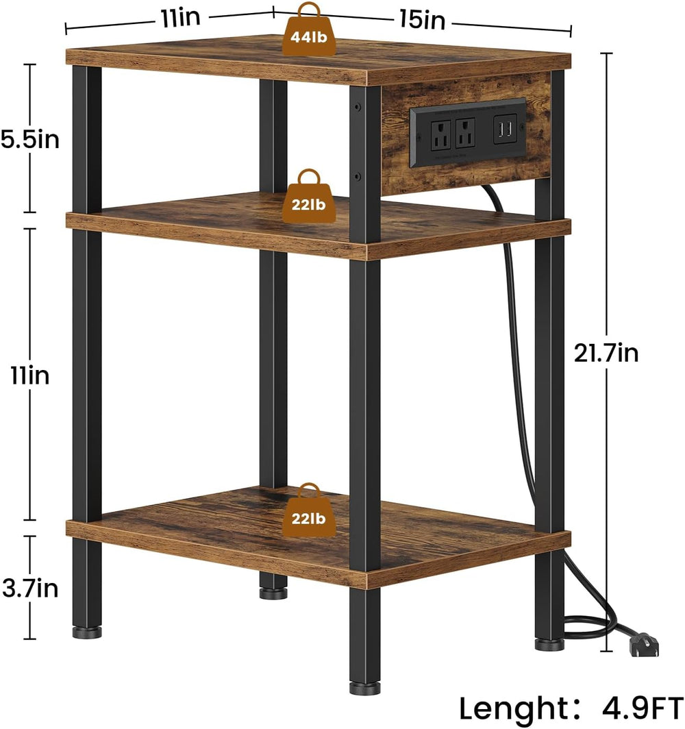 Creso hom Side Table with Charging Station, End Tables Living Room, 21.7 Inch...
