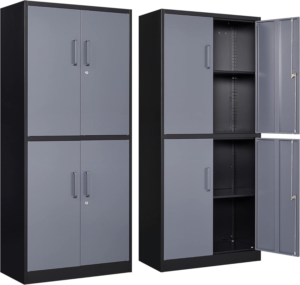 Yizosh Metal Storage Locking Cabinet with 4 Doors and 2 Adjustable Shelves,71...