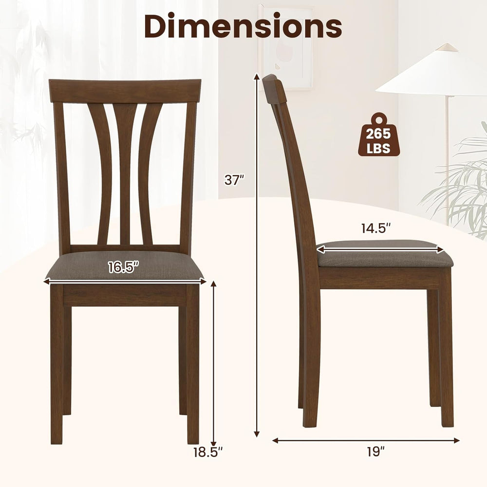 Giantex Wooden Dining Chairs Set of 4, Linen Fabric Upholstered Kitchen Armle...