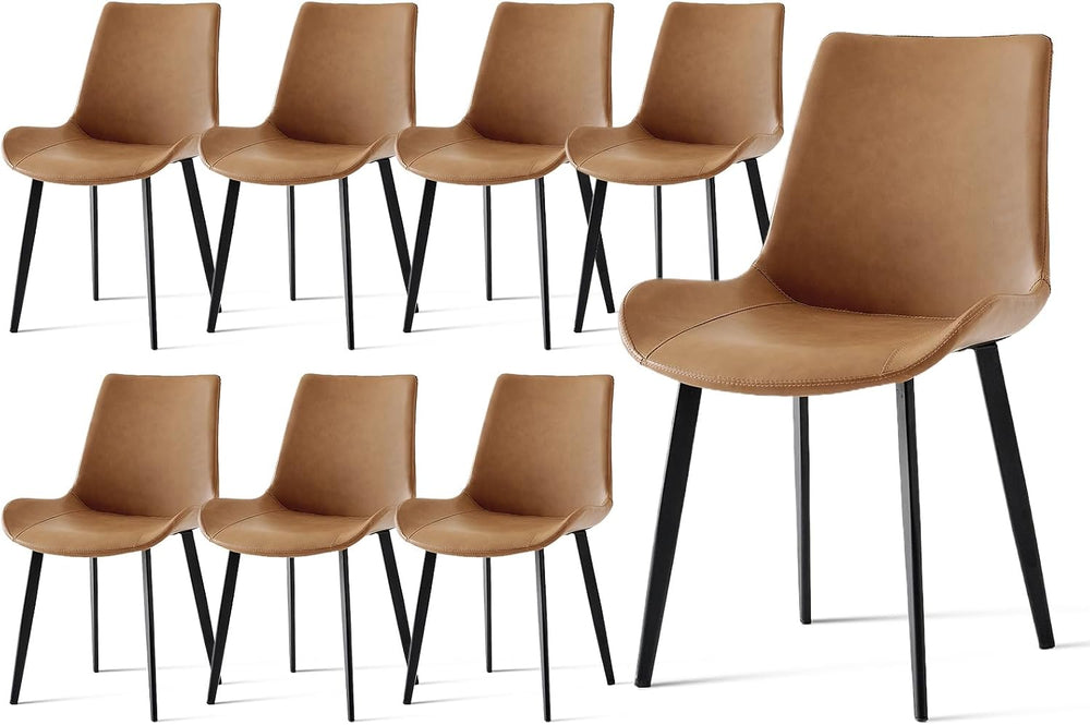 PU Leather Dining Chairs Set of 8, Modern Upholstered Dinner Chairs with Stur...