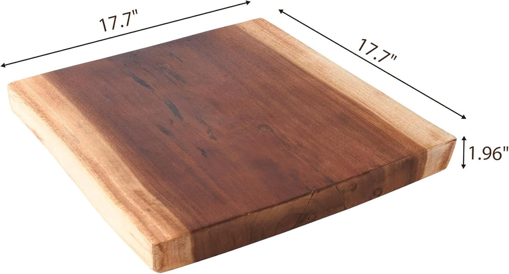 Square Teak Wood Slice Slab Side Table Top 17.7"x17.7"x1.96" L...