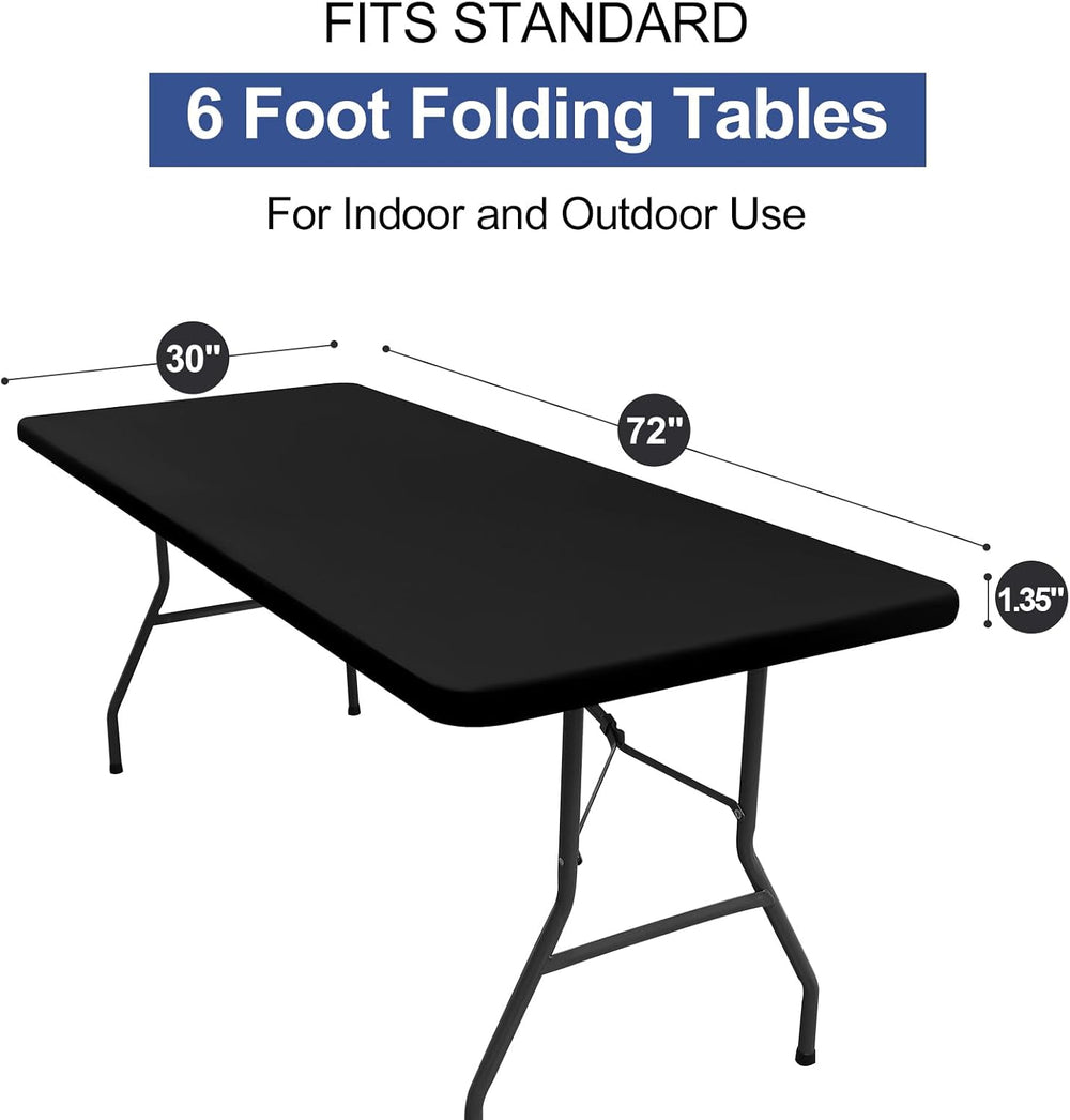 homing 4 Packs 6 Foot Rectangle Black Elastic Fitted Table Cloth