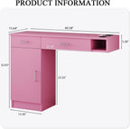 4ever2buy Salon Stations for Hair Stylist, Wall Mount Barber Station with Barber Cabinet, Hair Station Equipment Hair Dryer Holder, Drawers, Mirror not Included, Pink