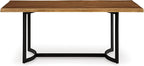 Signature Design by Ashley Fortmaine Contemporary Dining Table with Natural Live Edge, Light Brown & Black