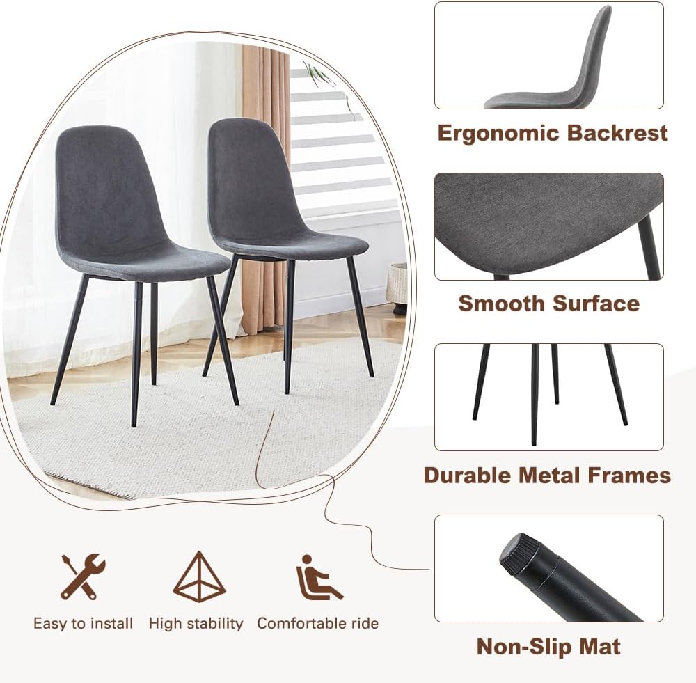 FURNITO Round Dining Table Set for 6, 42"-54" Extendable Dining Roo...