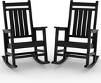 Outdoor HDPE Rocking Chairs, HDPE Oversized Patio Rocking Chairs, All Weather Resistant Porch Rocker, Heavy Duty Front Plastic Rockers for Outside