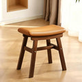 Counter Stool, Upholstered Dining Accent Side Chair, Solid Wood Saddle Stool, Work Vanity Chair, Comfortable Upholstered, for Small Space(Orange)