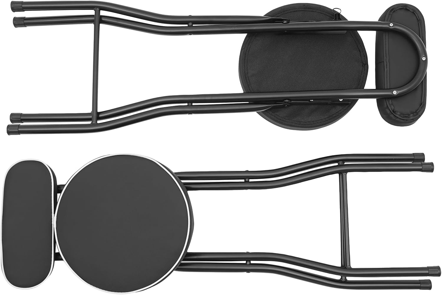 Counter Height Folding Bar Stools, 2PCS Tall Foldable Folding Bar Stool with Backrest and Pu Cushion, for Kitchen, Dining Room, Bar, Shop, Cafe, Garden, Camping, Bakery (Black)
