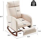 Rocking Chair Nursery High Back Rest Glider Rocker with Footrest Nursing Rocking Chairs Upholstered Accent Arm Chair for Living Room Bedroom Indoor, Beige