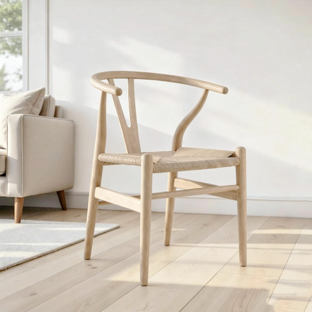 Tomile Y Chairs Set of 4, Ash Wood Wishbone Dining Chairs (Natural) | Handwov...
