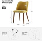 Dining Chairs Set of 6, Upholstered Kitchen Dining Room Chair Set Morden Accent Side Dinner Chair with Curved Padded Back Wood Legs for Restaurant/Cafe, Mustard