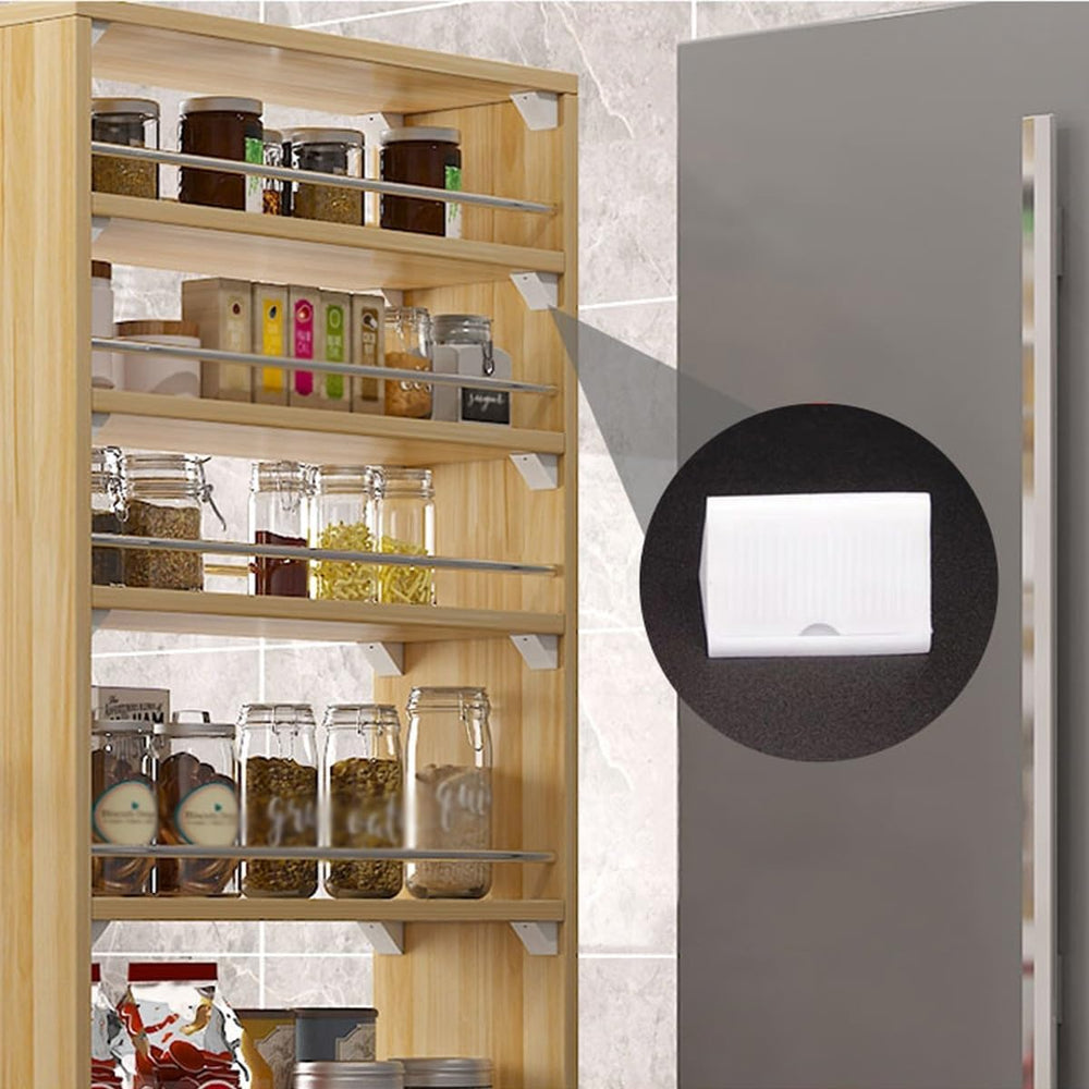 7 Tier Slim Kitchen Cart for Small Spaces, Wooden Rolling Spice Rack Next to ...