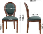 Nrizc French Country Dining Chairs Set of 6, Farmhouse Dining Chairs with Round Button Back, Solid Wood Legs, French Lunch Chair for Kitchen/Bedroom/Dining Room