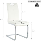 Goujxcy Dining Chairs Set of 6, Modern High Back Kitchen Chairs with Metal Legs and Faux Leather Padded Seat Upholstered Dining Chairs for Dining & Kitchen,Living Room (White&Silver, Set of 6)