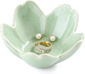 Sage Green Flower Ring Dish Ceramic Jewelry Tray Small Trinket Dish | Ring Bowl Jewelry Holder Organizer for Vanity/Bathroom/Nightstand, Birthday/Xmas/Engagement Gift for Women/Best Friends/Bride