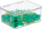 mDesign Plastic Playroom/Gaming Storage Organizer Box Containers, Hinged Lid for Shelves or Cubby, Holds Small Toys, Building Blocks, Puzzles, Markers, Lumiere Collection, Clear