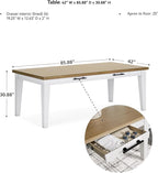 Signature Design by Ashley Ashbryn Casual Dining Table with 4 Felt-Lined Drawers for 8 People, White & Light Brown