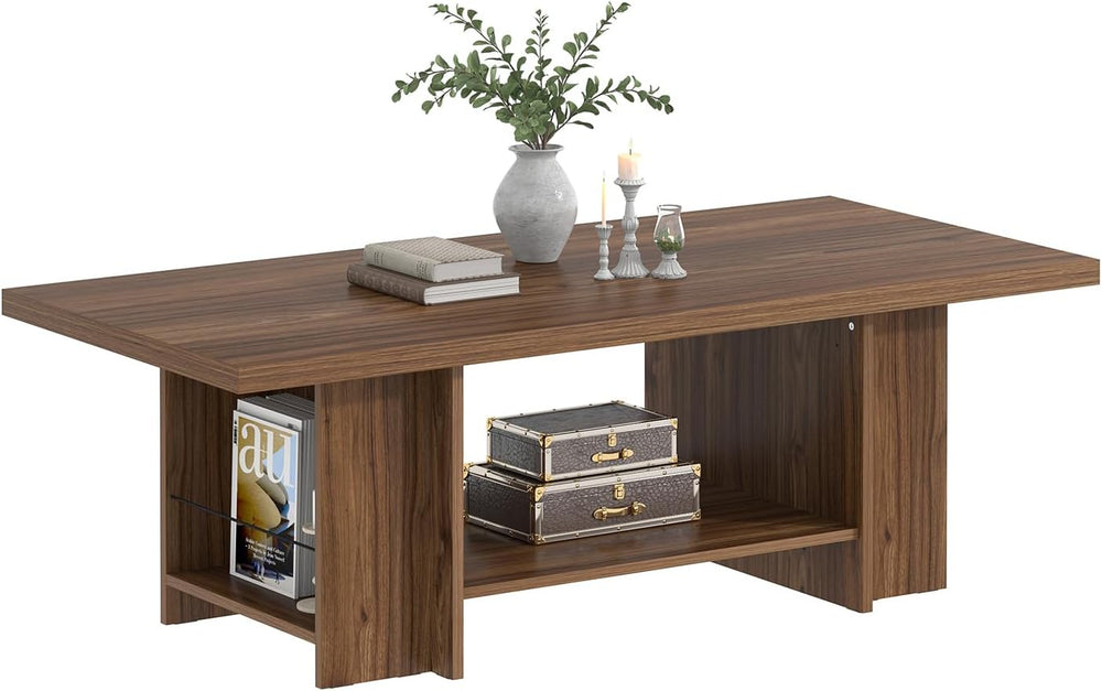 FOLUBAN Coffee Table, Modern Wood Living Room Table with Storage Bottom Shelf...