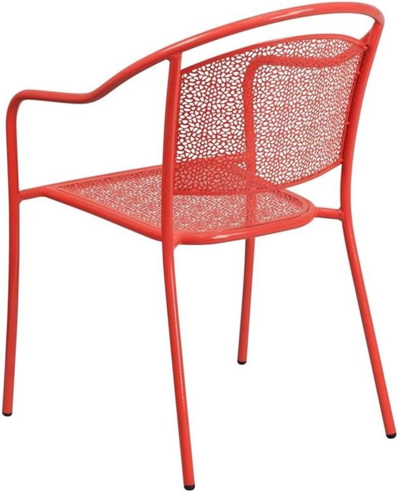 Flash Furniture Commercial Grade Coral Indoor-Outdoor Steel Patio Arm Chair w...