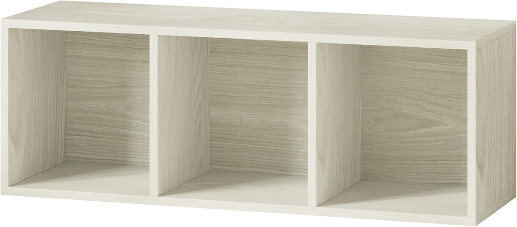 IOTXY DIY Modular Cube Bookcase - CubeXY Customizable Stackable Expandable Basic Shelving Units, 3-Cube Wooden Open Bookshelf for Fabric Storage Bin Organizer, Oak