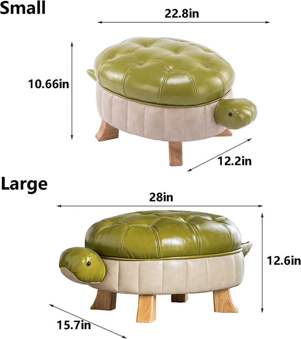 Animal Ottoman Footstool, Turtle Sofa Stool, PU Leather Upholstered Wood Otto...