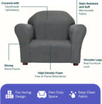 Roundy Toddler Armchair with Soft Microsuede Upholstery Durable Wooden Frame, Ergonomic Design, Fully Assembled, Comfortable Kids Chair for Ages 2-5, Ideal for Bedroom, Playroom & Daycare Use.