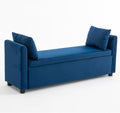 55" Navy Storage Bench for Bedroom King Size Bed, Velvet | Long Ottoman, Modern End of Bed Bench, with Arm, Upholstered, For Bedroom/Living Room/Window/Entryway