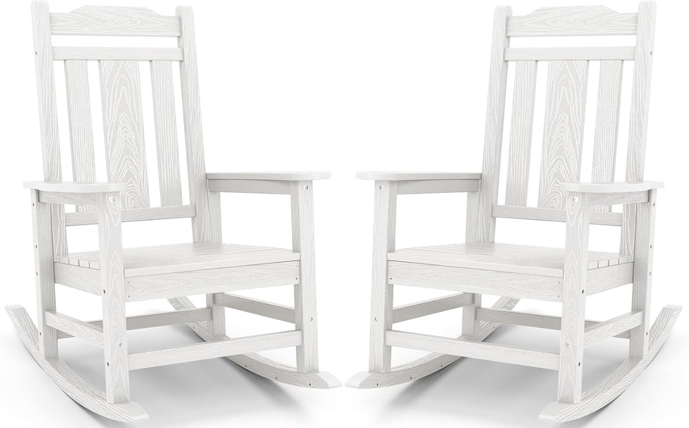 SERWALL Oversized Outdoor Rocking Chair Set of 2, HDPE Outdoor Rocking Chair ...