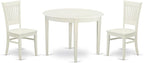 East West Furniture BOVA3-LWH-W 3 Piece Modern Dining Table Set Contains a Round Kitchen Table and 2 Kitchen Dining Chairs, 42x42 Inch, Linen White