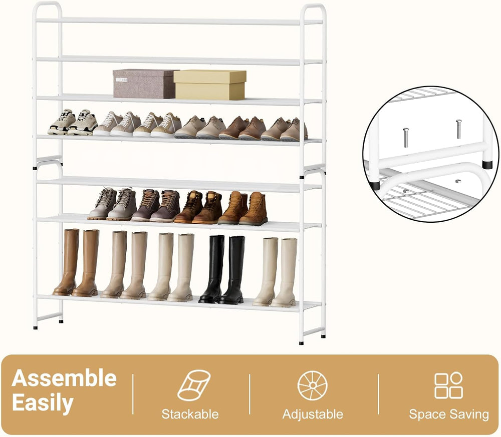 KEETDY 4-Tier Long Shoe Rack for Closet Floor, Wide Shoe Organizer Storage, S...