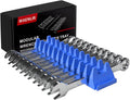 12PCS Magnetic Modular Wrench Organizer Set - Tool Drawer Storage Rack with Metric & SAE Labels, Wrench Holder with Magnet, Perfect Tool Gift for Men, father, boyfriend, DIYers & Mechanics (Blue)