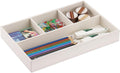 KINGFOM PU Leather Desk Drawer Organizer, 4 Compartment Office Supplies Stationery Storage Tray, Desk Organizers and Accessories Drawer Organizer Tray for Home, Makeup, Jewelry Stackable White