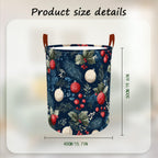Laundry Hamper Winter Botanical Pattern Oxford Fabric Basket for Bedroom Bathroom Clothes Storage Foldable Laundry Container 15.7x19.7 Inch