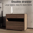 SOBOUR Rectangular Wood Night Stand for Bedroom Storage Bedside Table with 2 Drawers Minimalist Side Table for Living Room Dresser Nightstands Slim Nightstand
