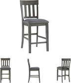Signature Design by Ashley Hallanden Modern Farmhouse 25.75" Counter Height Upholstered Barstool, Set of 2, Dark Gray