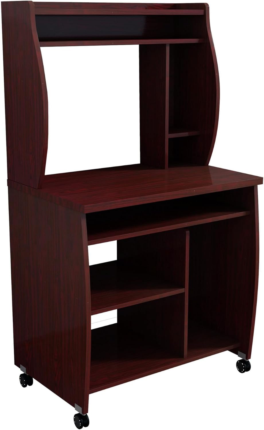 66" Tall Kitchen Pantry Cabinet with Open Shelves & Microwave Stand,...