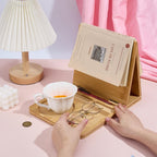 PH PandaHall Wooden Book Stand for Reading Rest Triangle Book Holder with Cup Pen Phone Glasses Organizer Foldable Reading Rest Rack for Book Lover Readers Office Bedroom Nightstand Desktop