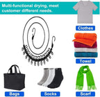 2 Pack Portable Clothesline with 12 Clothespins, Windproof Travel Stretchy Retractable Elastic Laundry Clothes Line for Backyard, Vacation Hotel, Balcony Drying