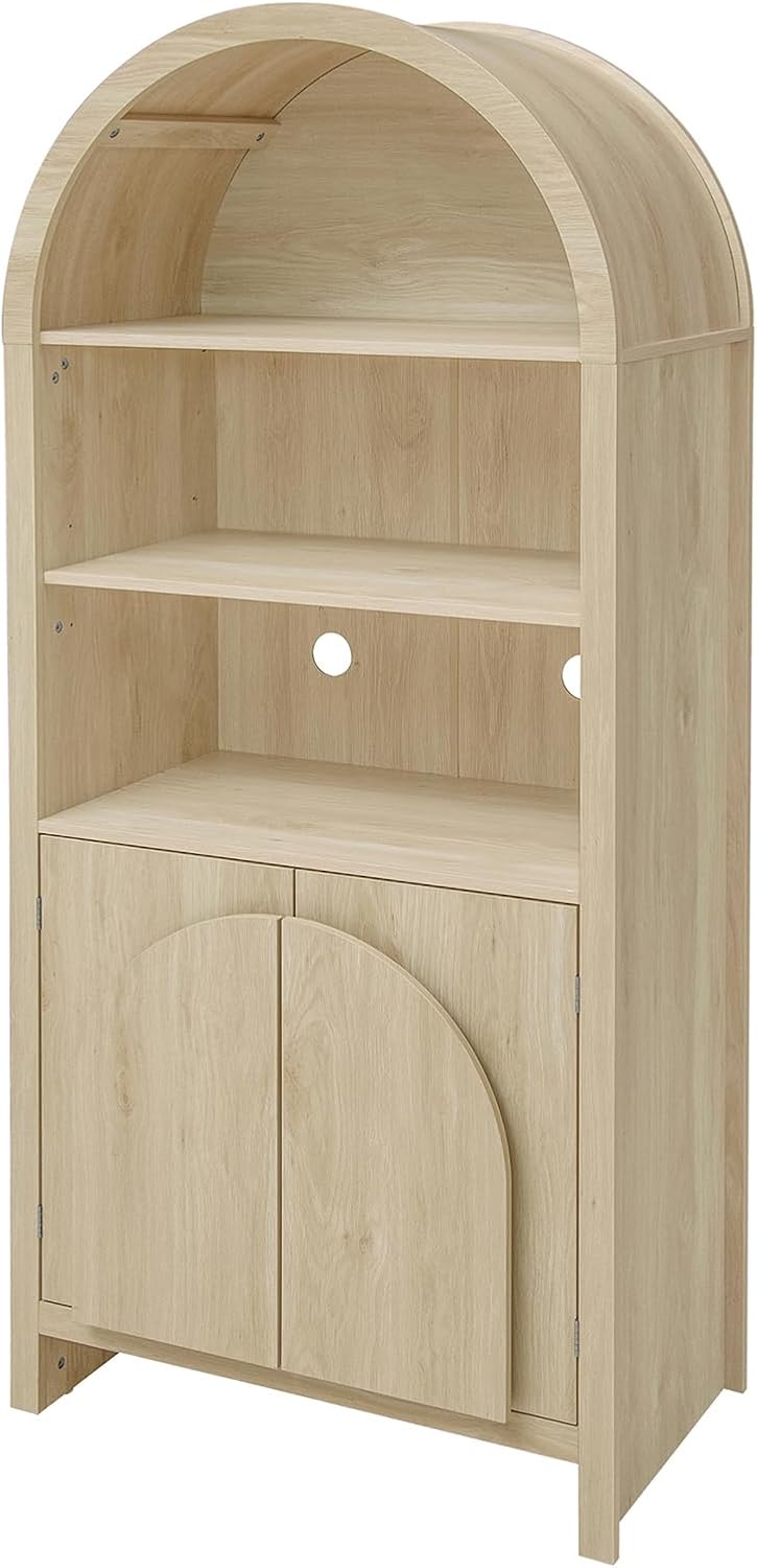 Arched Kitchen Pantry Storage Cabinet w/Adjustable Shelves, 2 Doors, 70.2&quo...