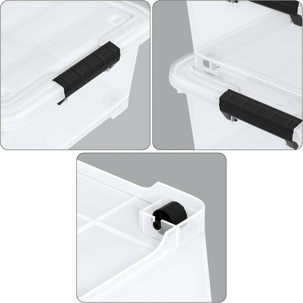 20 Quart Clear Under Bed Storage Box with Wheels, Plastic Under Bed Storage Bins, 4 Packs